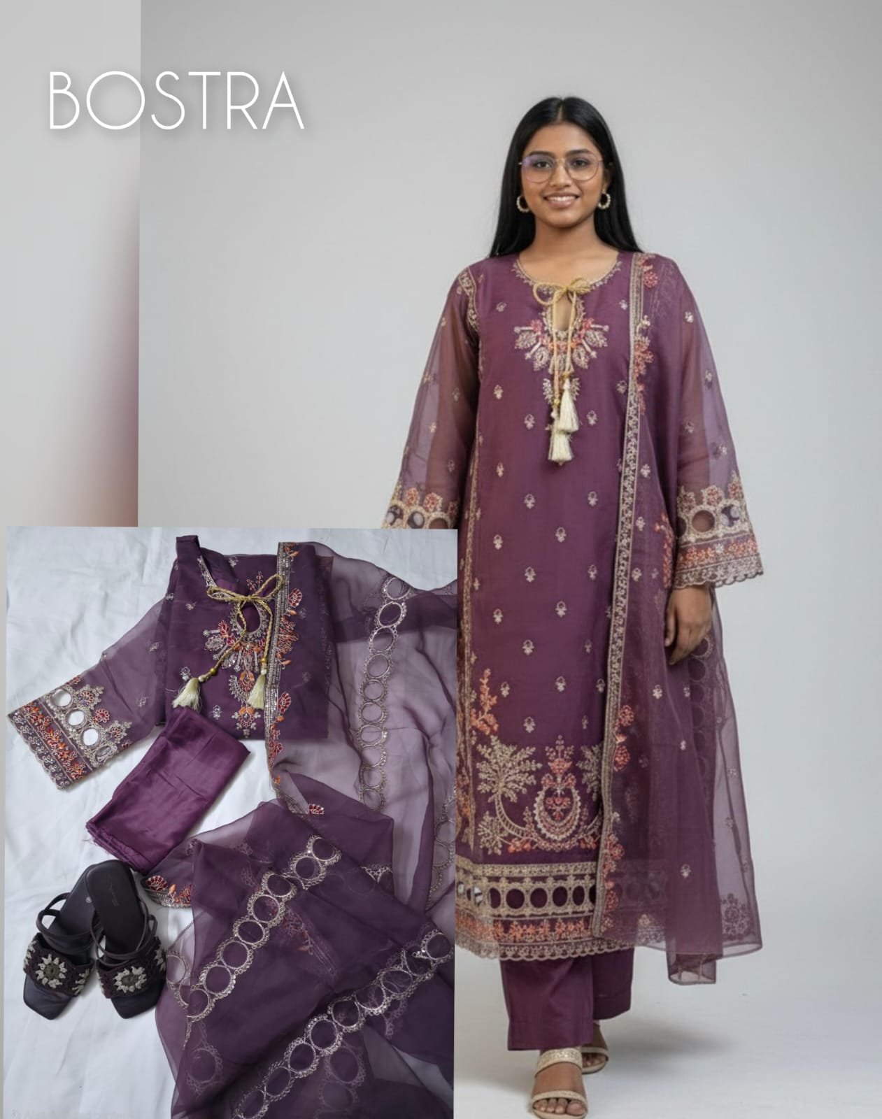Organza with Embroidery and Zari work 201
