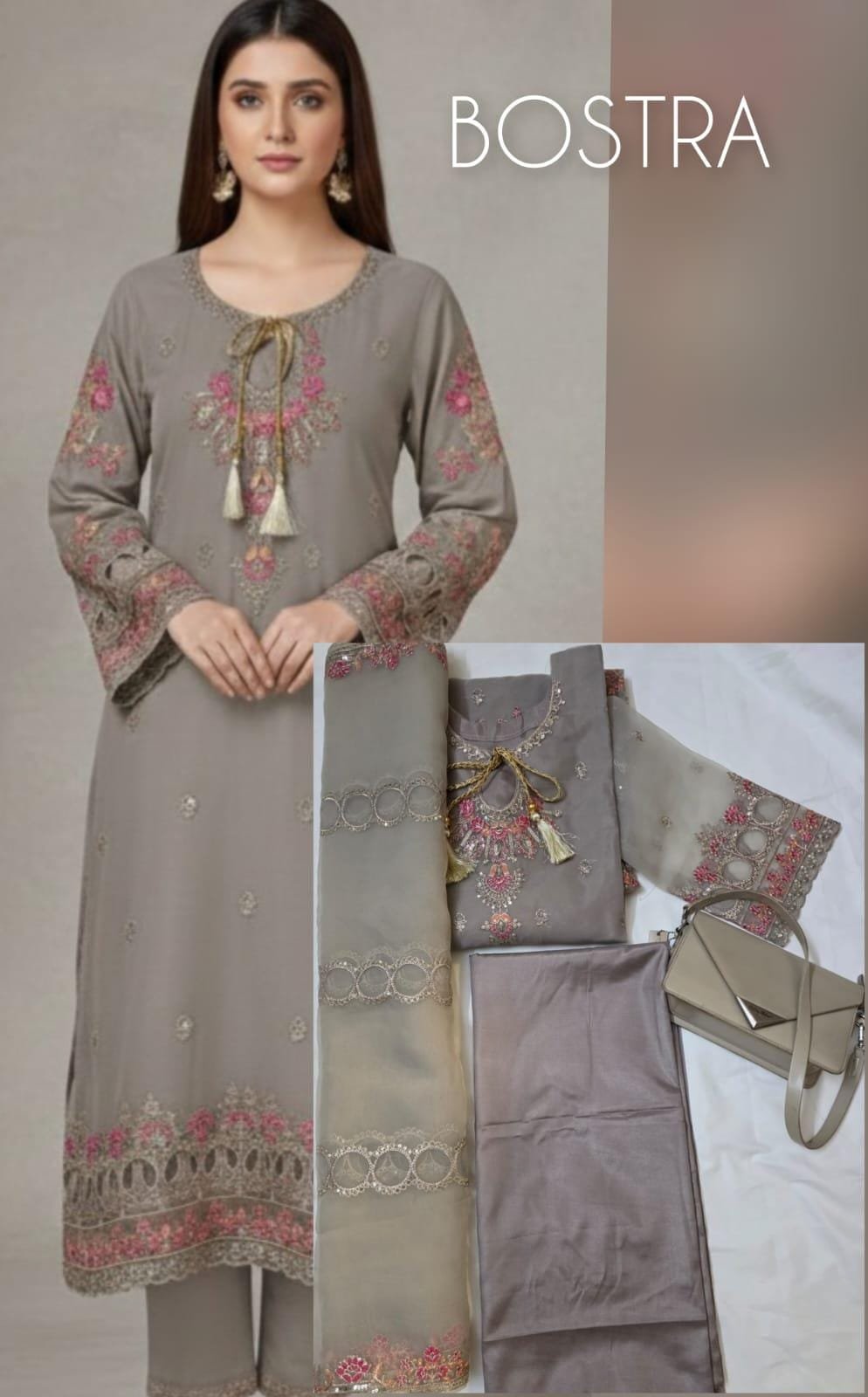 Organza with Embroidery and Zari work 200